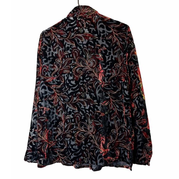 White Stag Velvet Burnout Blouse Size Large Whimsigoth Fairy Grunge Witchy Artsy - Picture 2 of 13